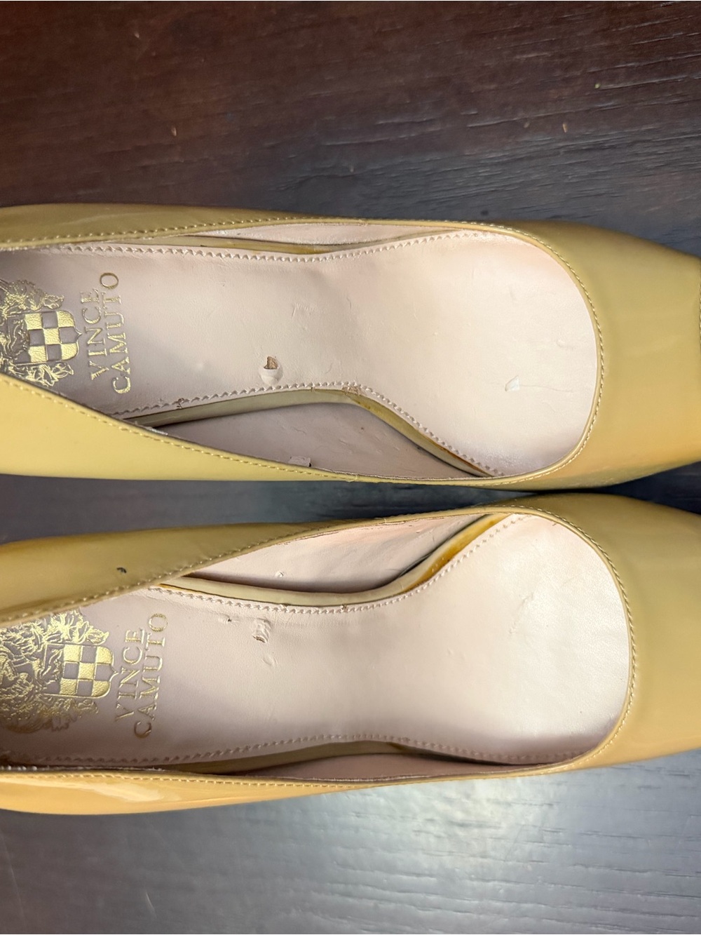Vince Camuto Mustard Yellow Leather Pointed-Toe Pumps